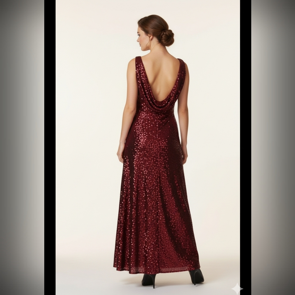 Elegant‎ Red Sequin Evening Gown - Picture 2 of 7